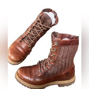SOLD Timberland Brown Open Weave Boots, Size 7